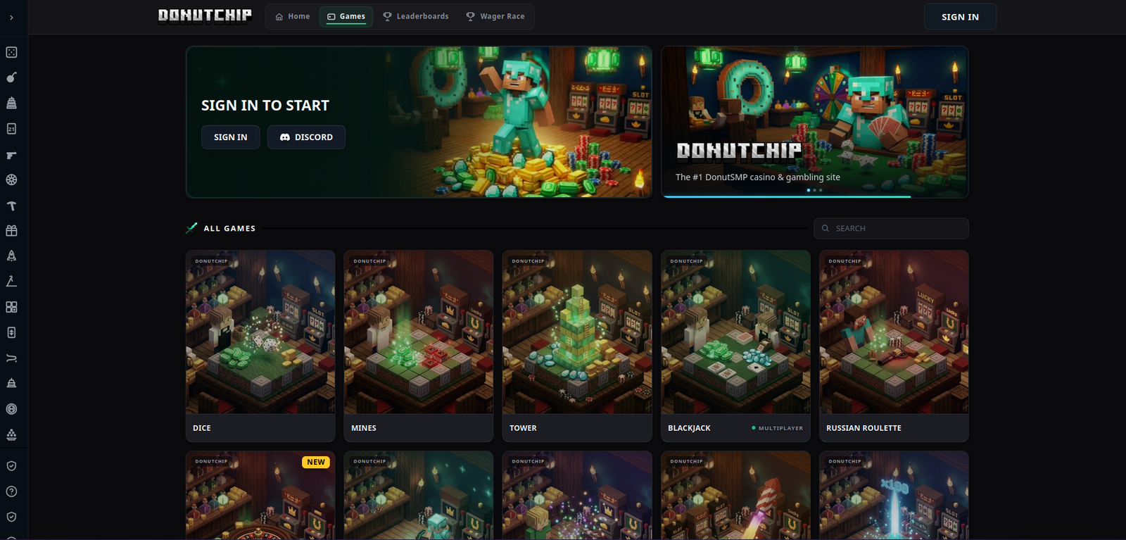 Plataforma web de minijuegos DonutSMP